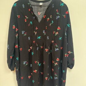 Old Navy Charcoal Dress with Floral Design